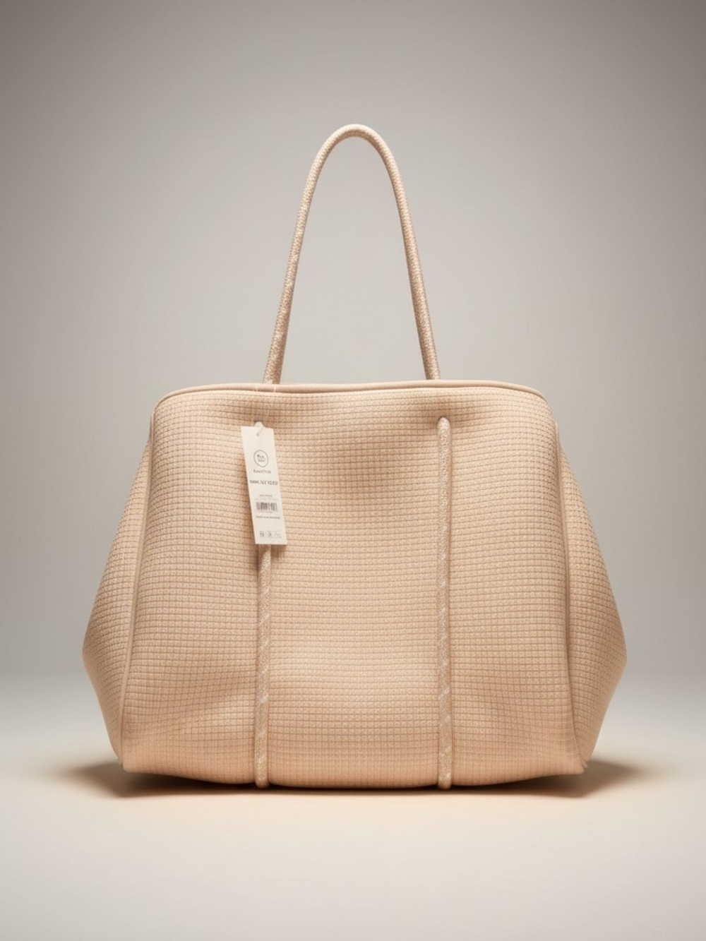 Neutral Beige Woven Tote Bag - Everyday Shoulder Tote